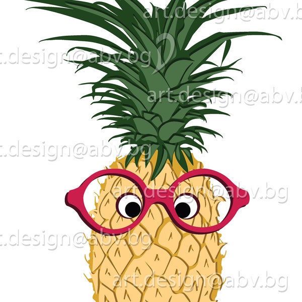 Vector ANANAS with glasses, fruit, pineapple, AI, png, eps, pdf, svg, dxf, jpg Download, Digital image, graphical, discount coupons