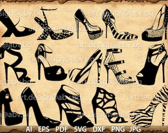 Shoes Vector Art Bundle: Fashion Heels Graphics (Digital Download)
