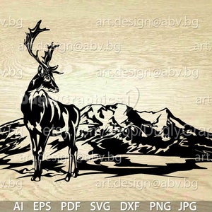 Vector DEER and montains, AI, PNG, eps, pdf, svg, dxf, jpg Download, Digital image, graphical, discount coupons
