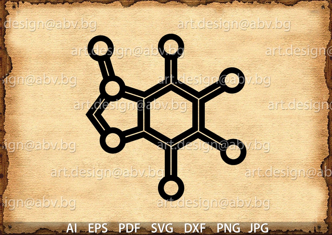 Vector MOLECULE CAFFEINE AI Png Eps Pdf Svg Dxf Jpg - Etsy