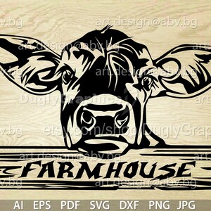 Vector FARMHOUSE, cow, heifer, text, ai, eps, pdf, svg, dxf, png, jpg Download, Digital image, graphical, animal farm