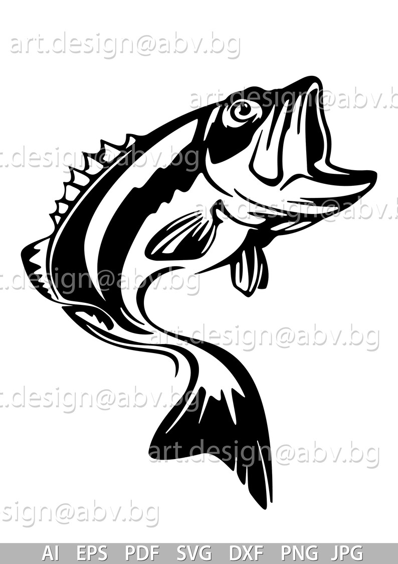 Download Vector FISH Largemouth Bass AI eps pdf PNG svg dxf jpg | Etsy