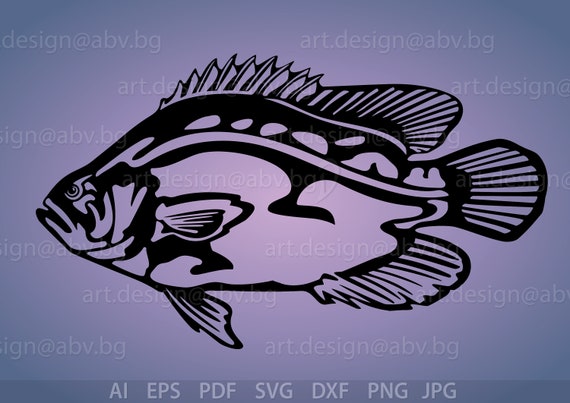 Vector FISH, Atlantic Triple Tail, AI, Eps, Pdf, PNG, Svg, Dxf