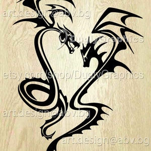 Vector DRAKEN hart, ai, PNG, eps, pdf, svg, dxf, jpg lopende download, digitaal beeld, grafisch, wildhondmonster, beest, gedrocht