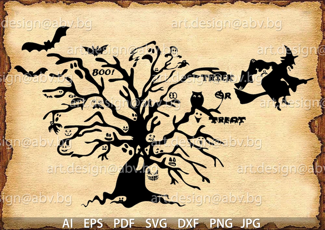Vector TREE SPIRITS, Tree of Ghosts, SVG, Dxf, Ai, Eps, Pdf, Png, Jpg ...