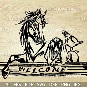 Vector ANIMAL FARM, ai, eps, pdf, svg, dxf, png, jpg Digital image, horse, goat, chicken