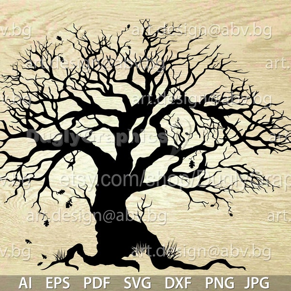 Vector OAK TREE, AI, eps, pdf, svg, dxf, png, jpg Image Graphic Digital Download Artwork, graphical, svg tree, discount coupons