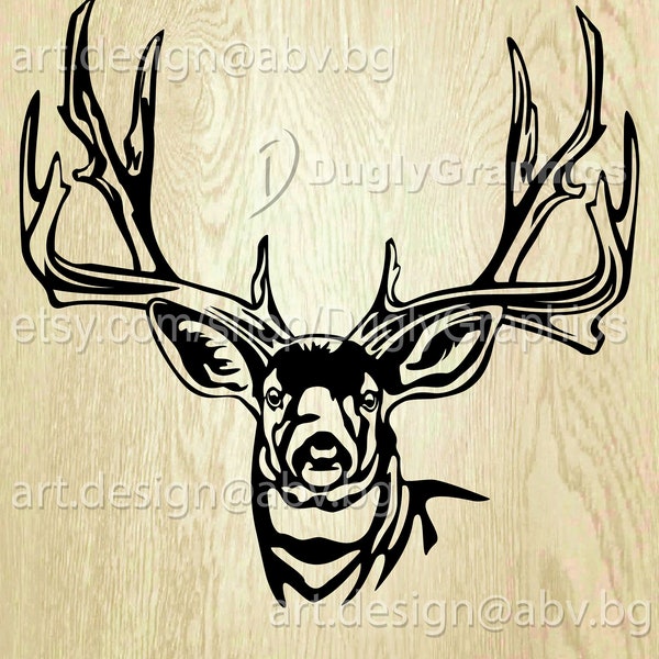 Vector MULE DEER BUCK, deer head, ai, eps, pdf, svg, dxf, png, jpg Download, Digital, graphical, discount coupons