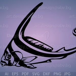 Vector JACKKNIFE FISH, ai, eps, png, pdf, svg, dxf, jpg Download files, Digital, fishing, graphical, sea animal