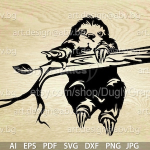 Vector SLOTH, sluggard, idler, lazybones, tardigrade, Download files, Digital, graphical, AI, PNG, eps, pdf, svg, jpg, animal