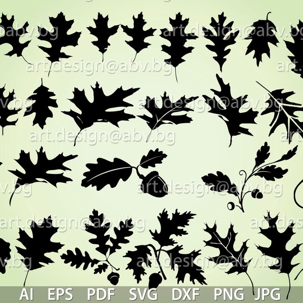 Vector 30 OAK leaves, AI, eps, svg, dxf, pdf, png, jpg Download, Digital image, graphical, discount coupons