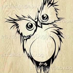 May include: Black and white vector illustration of an owl with large eyes and a round body. The owl is facing the viewer with its head tilted to the side. The illustration is in a simple, cartoon style.