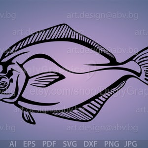 Vector HALIBUT Fish, AI, Eps, Pdf, Png, Svg, Dxf, Jpg Image Graphic ...