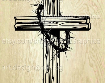 Wooden Christian Cross With a Crown of Thorns Art Board Print for