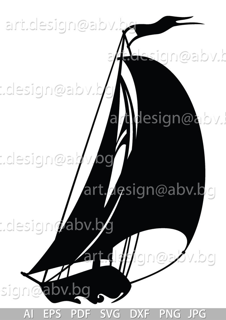 Vector BOAT sailboat ai eps svg dxf pdf png jpg | Etsy