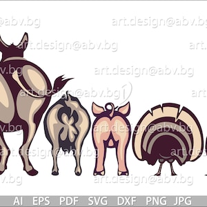 Vector ANIMAL FARM, ai, eps, pdf, svg, dxf, png, jpg Download, Digital image, graphical, donkey, goat, pig, rooster, welcome, turkey, hen