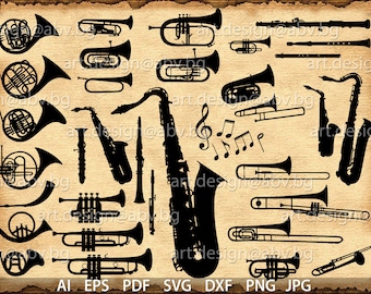 Brass Musical Instruments Vector Bundle (Digital Download)