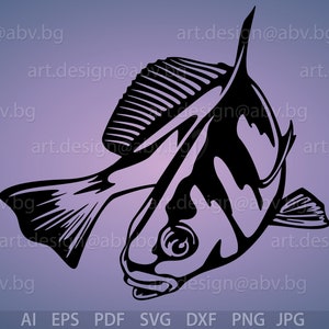 Vector BLACK DRUM FISH, ai, eps, pdf, png, svg, dxf, jpg Image Graphic Digital Download Artwork, graphical, fishing, discount coupons