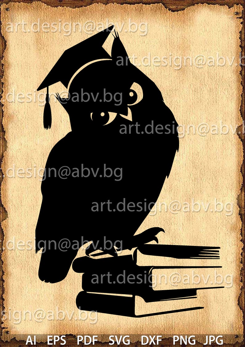 Download Vector GRADUATION OWL book AI eps pdf png svg dxf jpg | Etsy