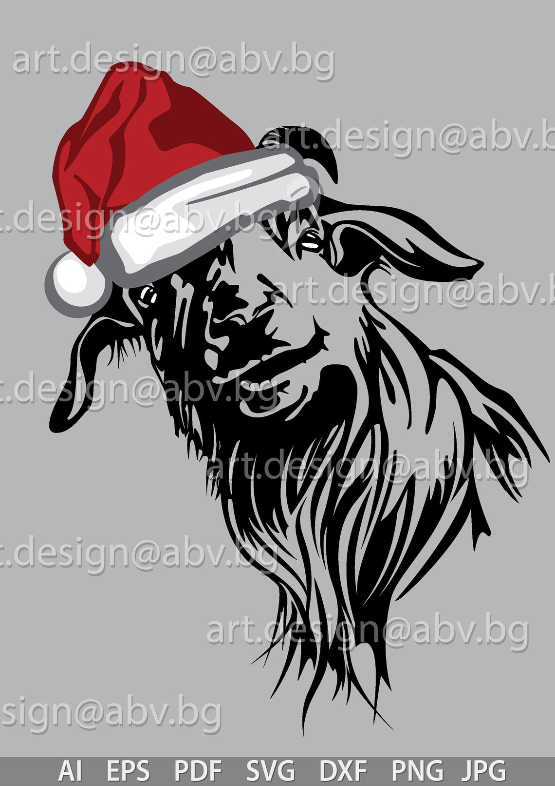 Vector goat with christmas hat 6 colors ai png eps pdf