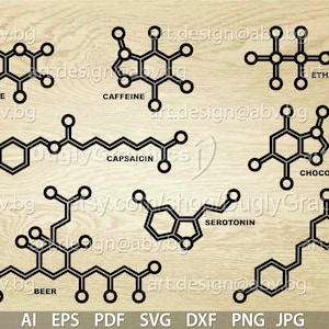Paquete de vectores de moléculas: imágenes prediseñadas científicas (descarga digital)