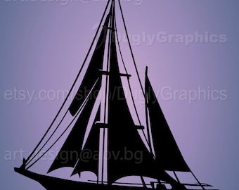 Immagine vettoriale di una barca a vela: grafica di una nave a vela (download digitale)