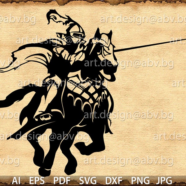 Vector KNIGHT on HORSE, SVG, dxf, ai, eps, pdf, png, jpg Download, Digital image, graphical image, discount coupons