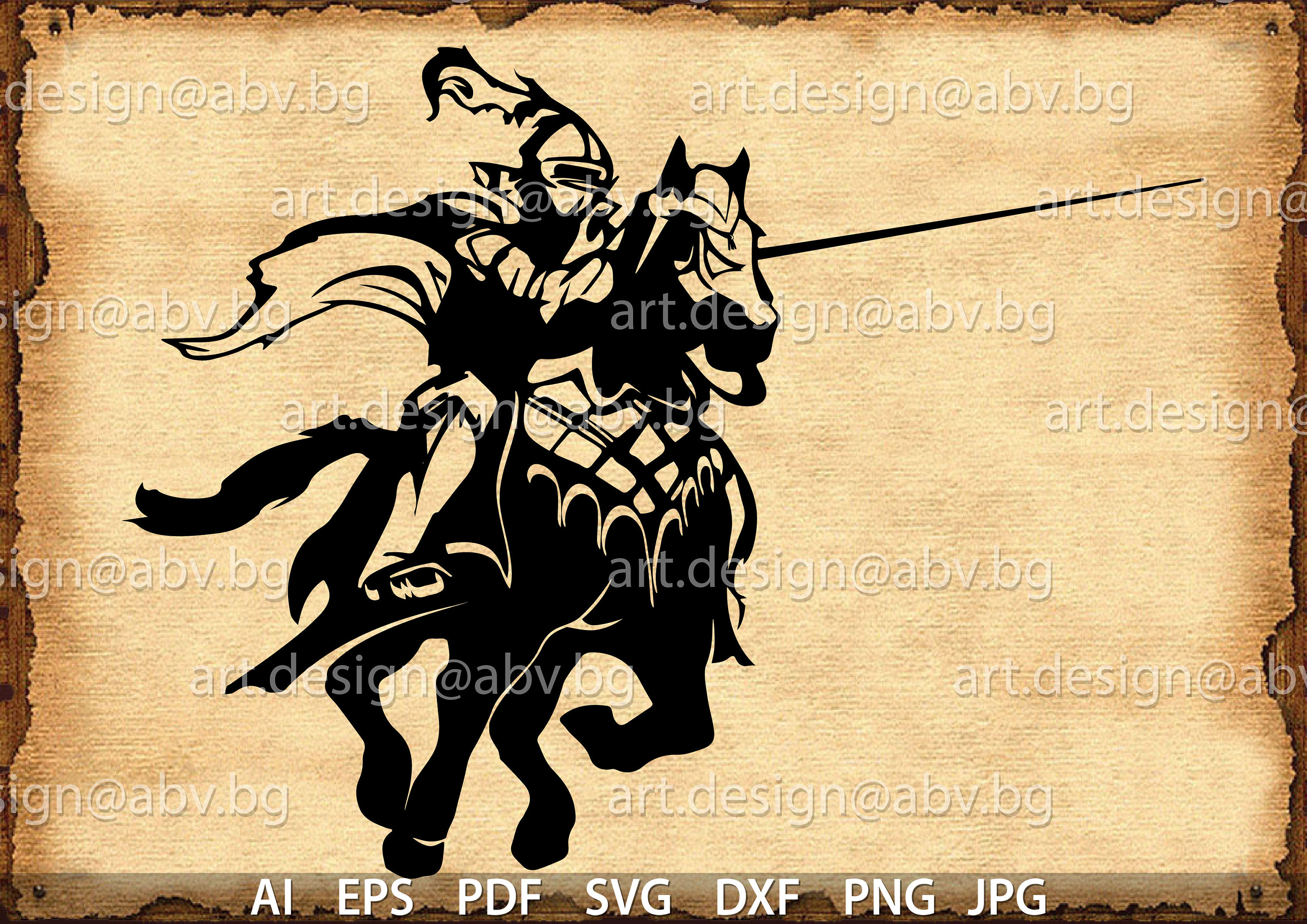 Vector KNIGHT on HORSE, SVG, Dxf, Ai, Eps, Pdf, Png, Jpg