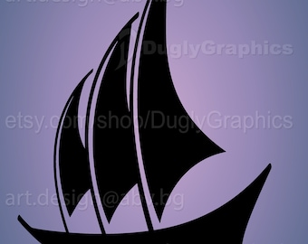 Grafica vettoriale di barca a vela, clipart di barca (download digitale)
