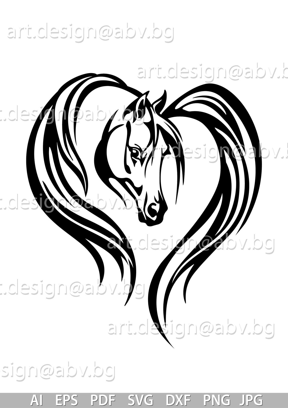 Vector HORSE Love Heart SVG DXF Ai Eps Pdf Png Jpg Etsy