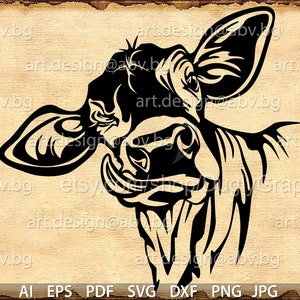 Vector COW winking, tasty, calf, head, AI, PNG, eps, pdf, svg, dxf, jpg, svg cow, graphical image Art Print, heifer, muzzle, funny