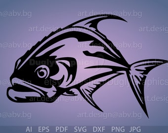 Permit Fish Vector Art, ai, eps, pdf, png, svg, dxf, jpg (Digital Download)