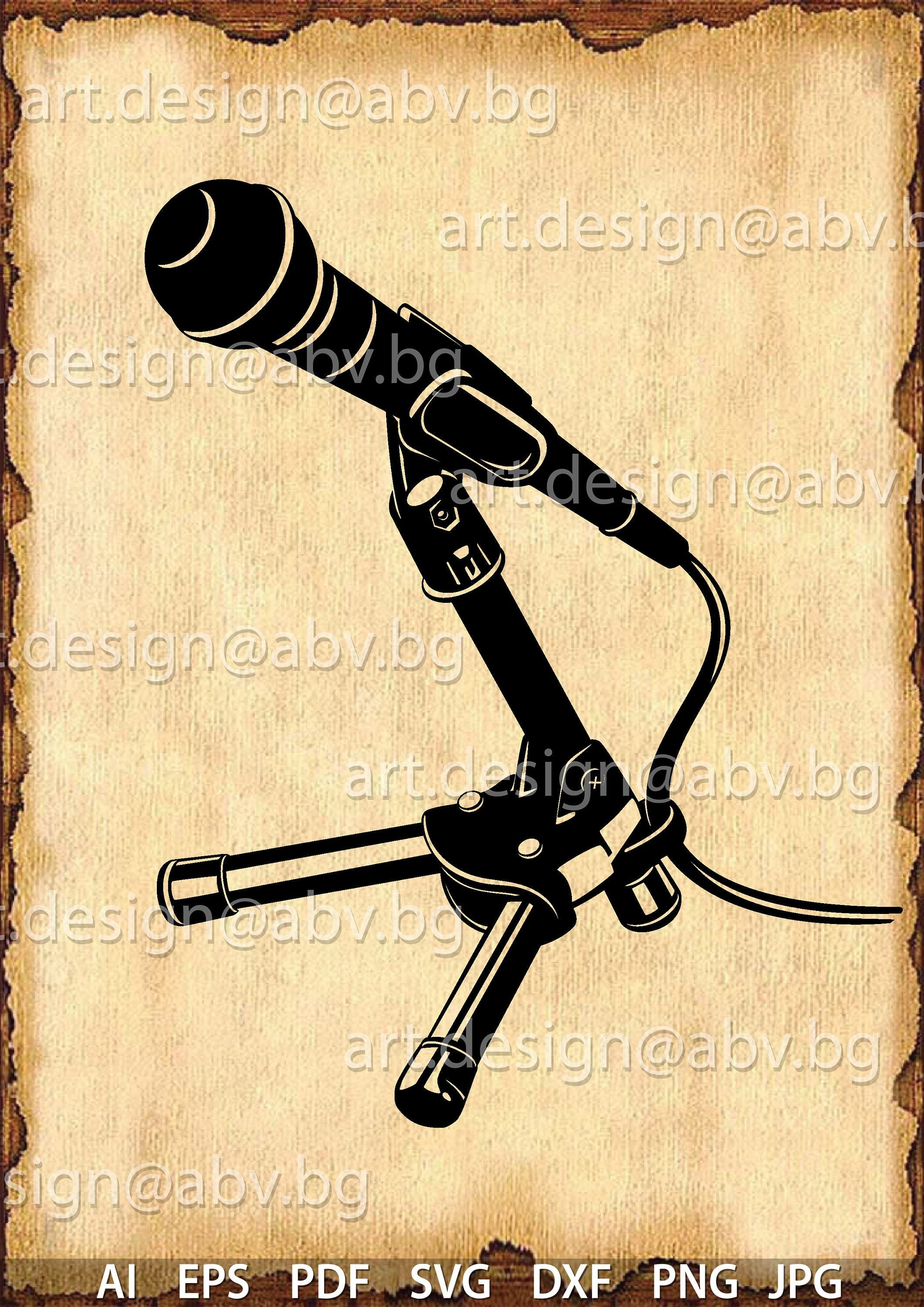 Vector MIC STAND microphone AI eps pdf png svg dxf jpg | Etsy