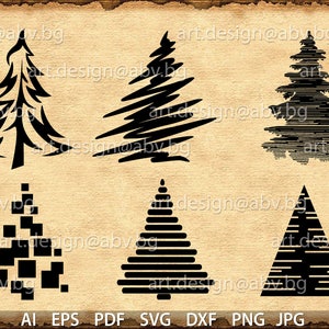 Vector TREES stylized, SVG, DXF, ai, eps, png, pdf, jpg Download, collection, models library, discount coupons