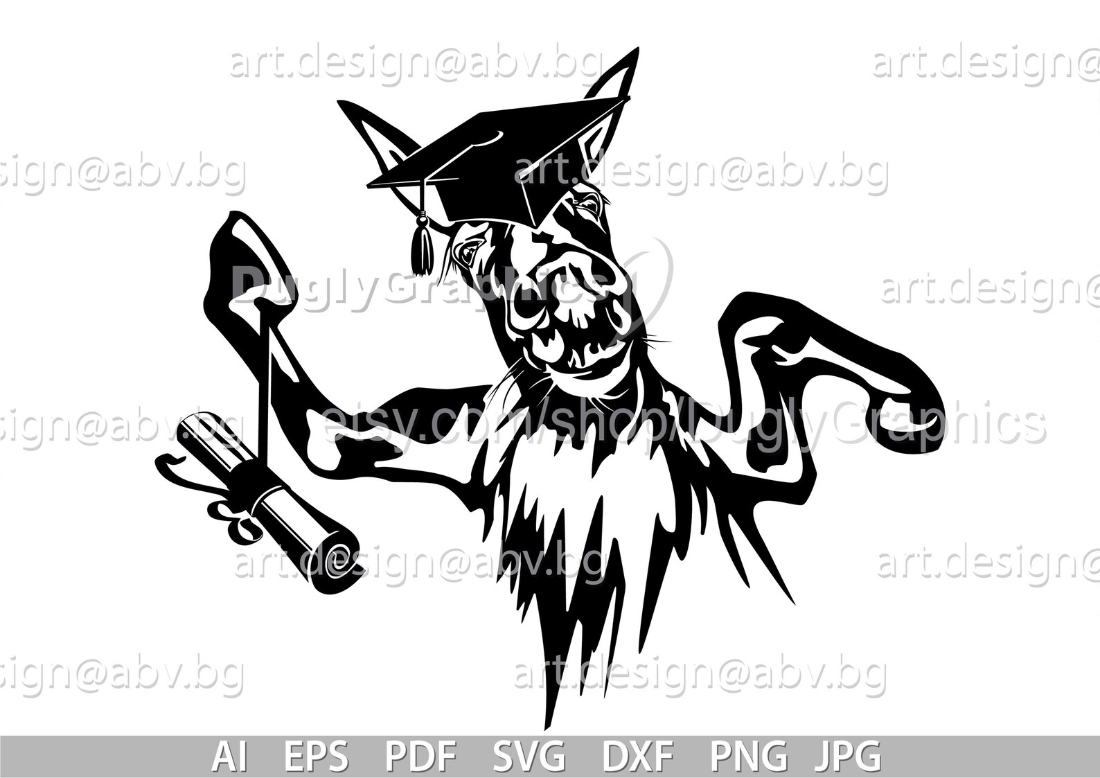 Graduation Donkey Vector Art: SVG, PNG, PDF (digital Download) - Etsy