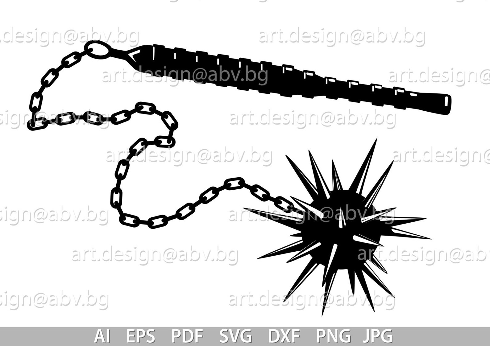 Vector MACE Weapon on a Chain AI Eps Pdf Svg Dxf Png Etsy
