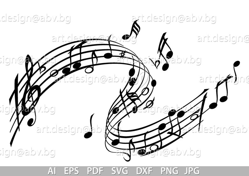 Vector MUSICAL NOTES AI eps png pdf svg dxf jpg Etsy