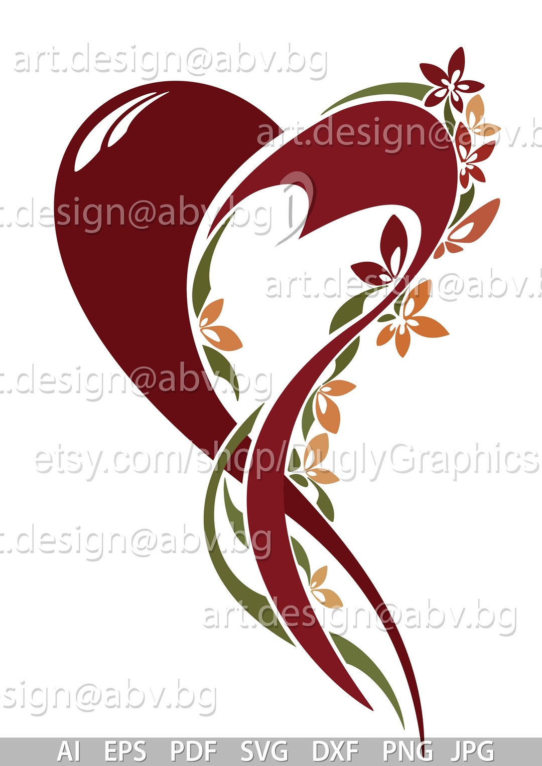 Floral Heart Vector Graphic (digital Download) - Etsy