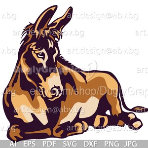 Vector SAD DONKEY lying colored ai png eps pdf svg dxf jpg Download, Digital image, graphical, farm animal