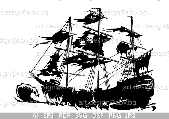 Vector Pirate Ship Ai Eps Svg Dxf Pdf Png Jpg Download Etsy