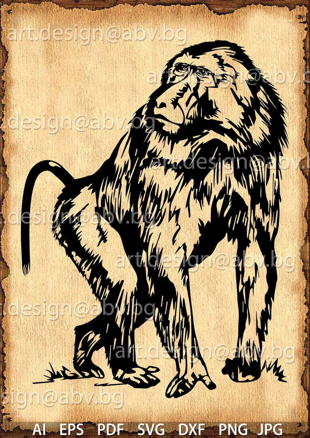 Vector MONKEY AI PDF Eps Svg Dxf Png Jpg Download - Etsy