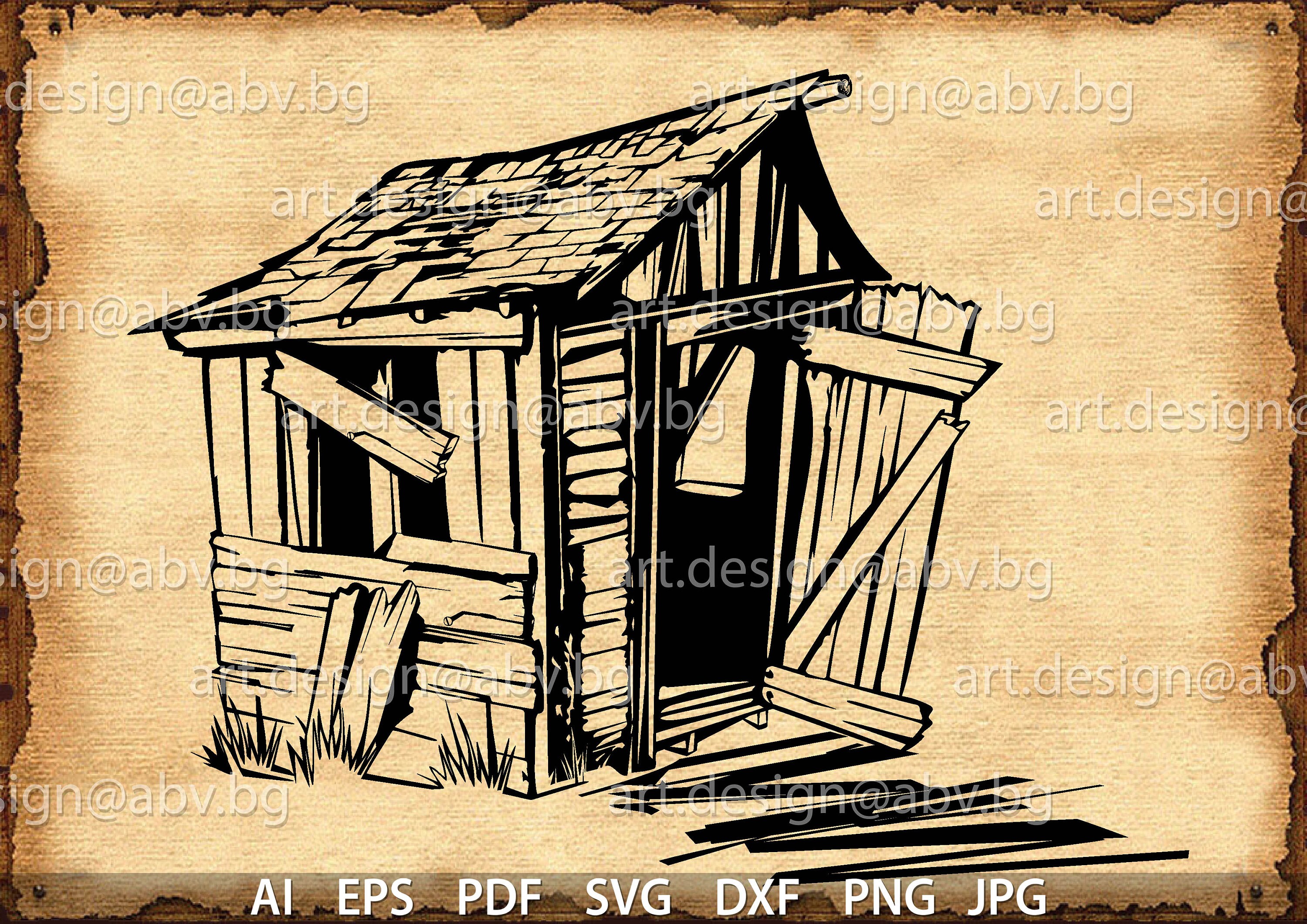 Vector OLD SHACK wooden shed ai eps pdf svg dxf png | Etsy