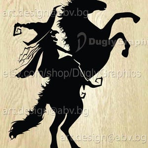 Immagine vettoriale di strega a cavallo (download digitale)