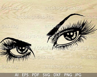 Eyes Vector Art, Eyelash (svg, ai, eps, png) (Digital Download)
