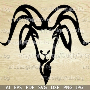 Vector geit hoofd, AI, eps, png, pdf, svg, dxf, jpg, dier, download, gestileerde berggeit