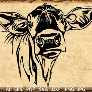 Vector COW, calf, head, AI, PNG, eps, pdf, svg, dxf, jpg Instant Download, Digital image, graphical image Art Print, muzzle, Printable