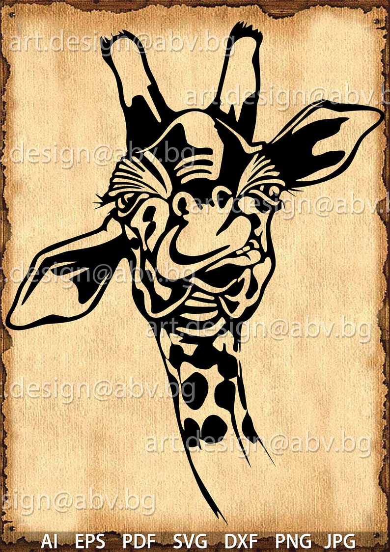 Vector head of GIRAFFE AI png eps SVG dxf pdf jpg | Etsy