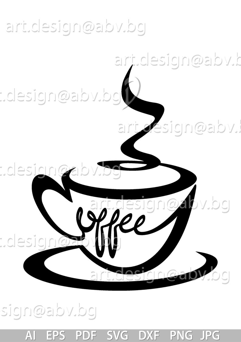Download Vector CUP of COFFEE text AI eps pdf svg dxf png jpg | Etsy