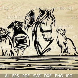 Vector FARMHOUSE, ai, eps, pdf, svg, dxf, png, jpg Download, Digital image, graphical, animal, cat, horse, cow