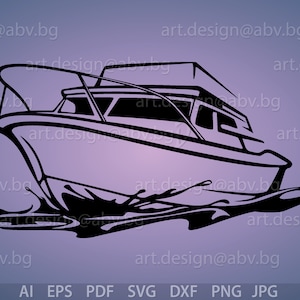 Yacht Motorboat Vector Image (Digital Download)